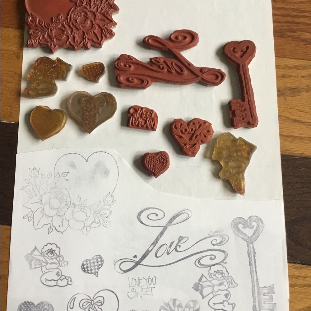 Hearts, love, Cupids, ++ rubber cling stamps great
